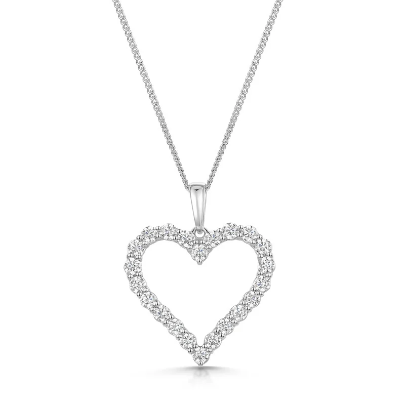 9ct White Gold Round Brilliant 0.50ct Lab Diamond Full Heart Pendant