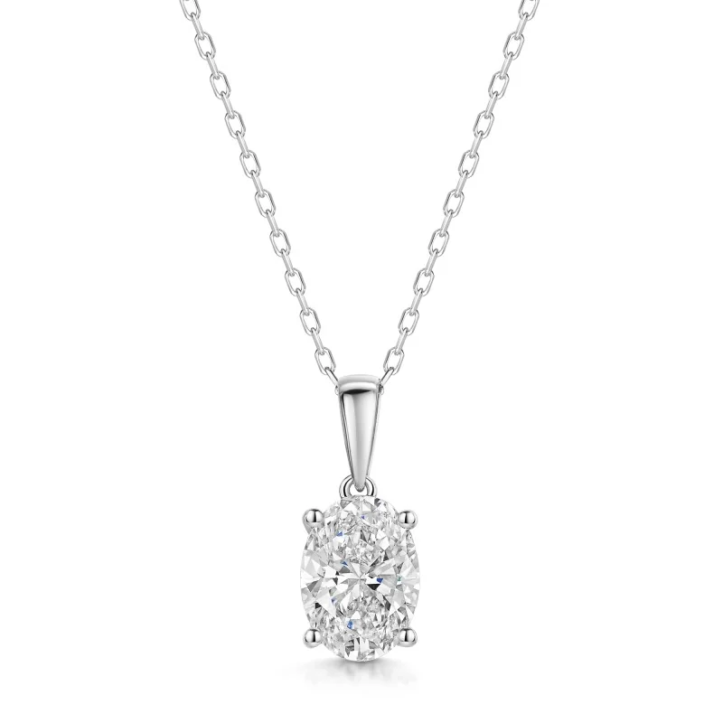 18ct White Gold Oval Cut 2.00ct Lab Grown Diamond Pendant