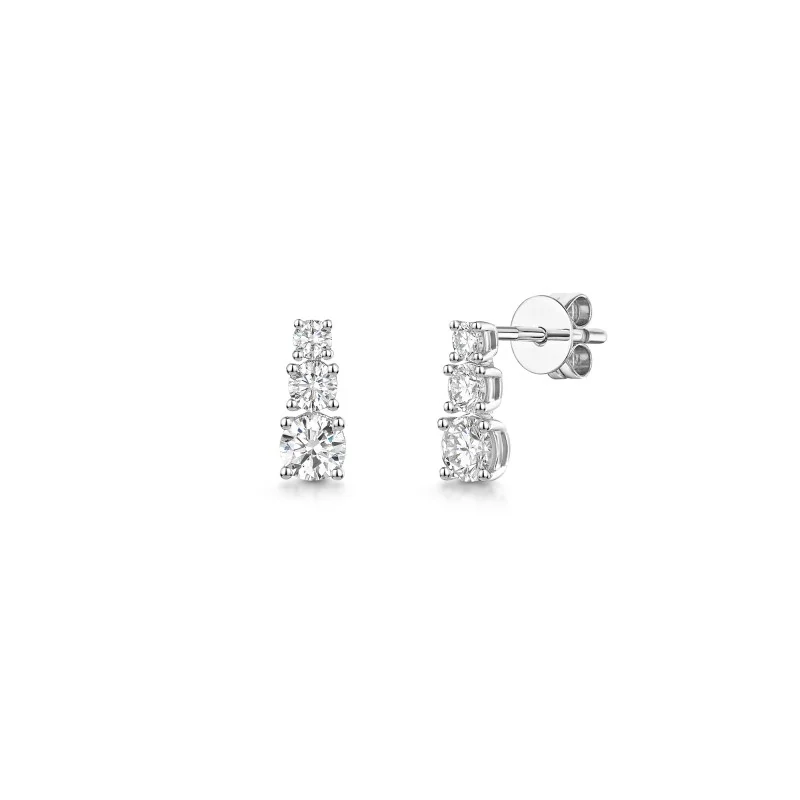 9ct White Gold Round Brilliant 0.60ct Lab Grown Diamond Graduated Drop Earrings