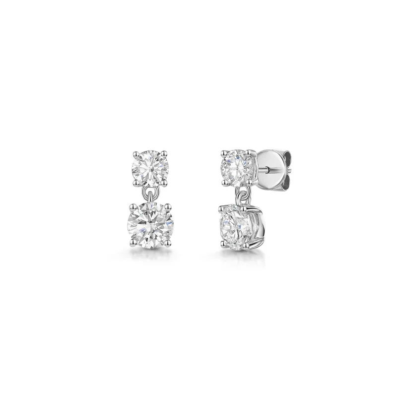 9ct White Gold Round Brilliant 1.50ct Lab Grown Diamond Drop Earrings