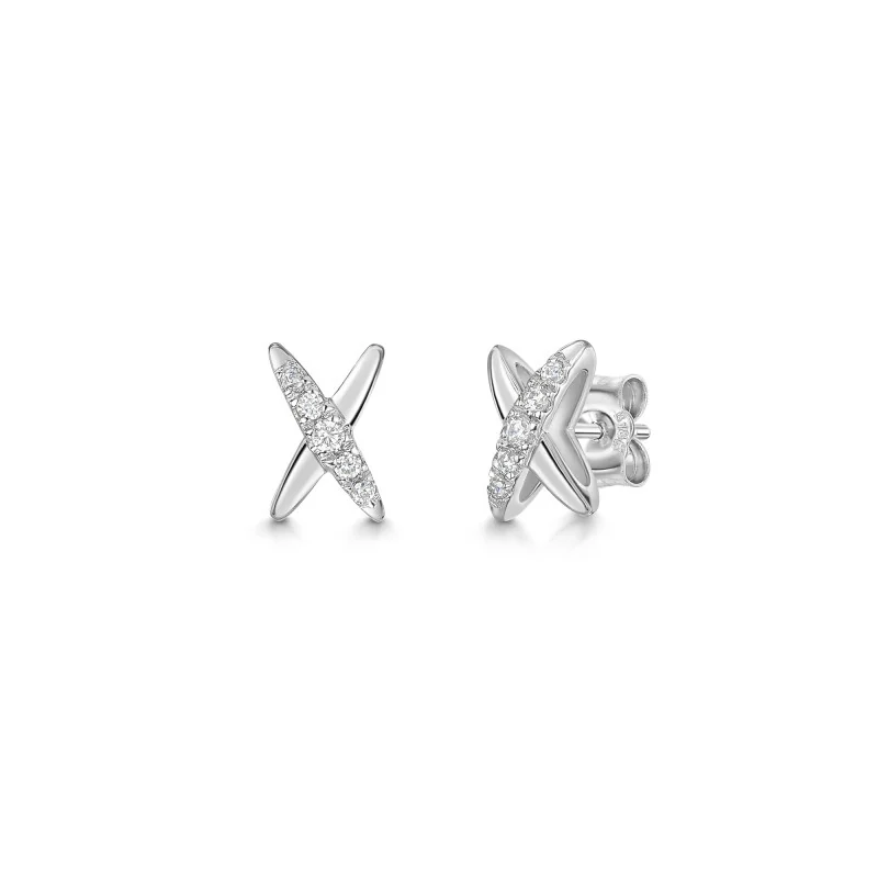 9ct White Gold Round Brilliant 0.12ct Lab Grown Diamond Kiss Stud Earrings