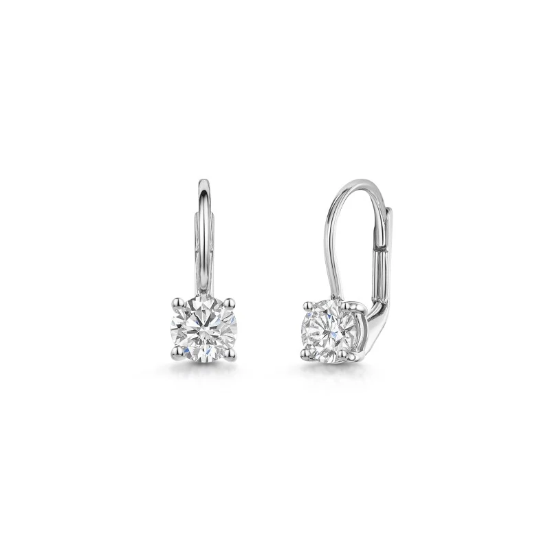 18ct White Gold Round Brilliant 1.00ct Lab Grown Diamond Drop Earrings
