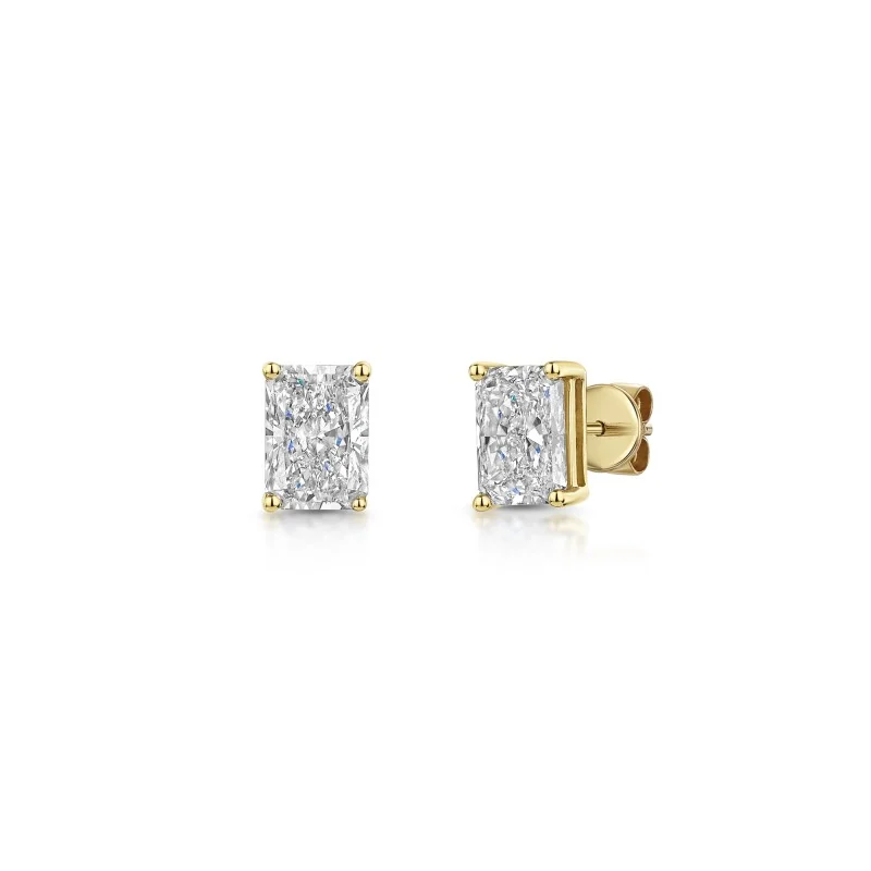 18ct Yellow Gold Radiant Cut 2.00ct Lab Grown Diamond Earrings