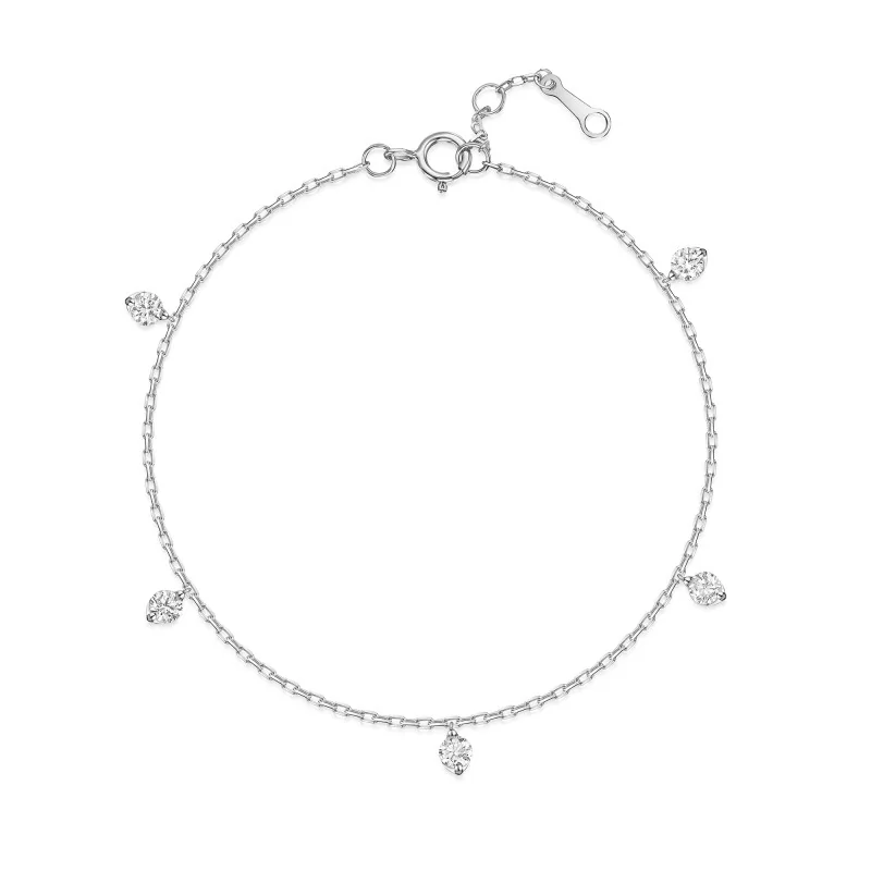 9ct White Gold Round Brilliant 0.50ct Lab Grown Diamond Drop Bracelet