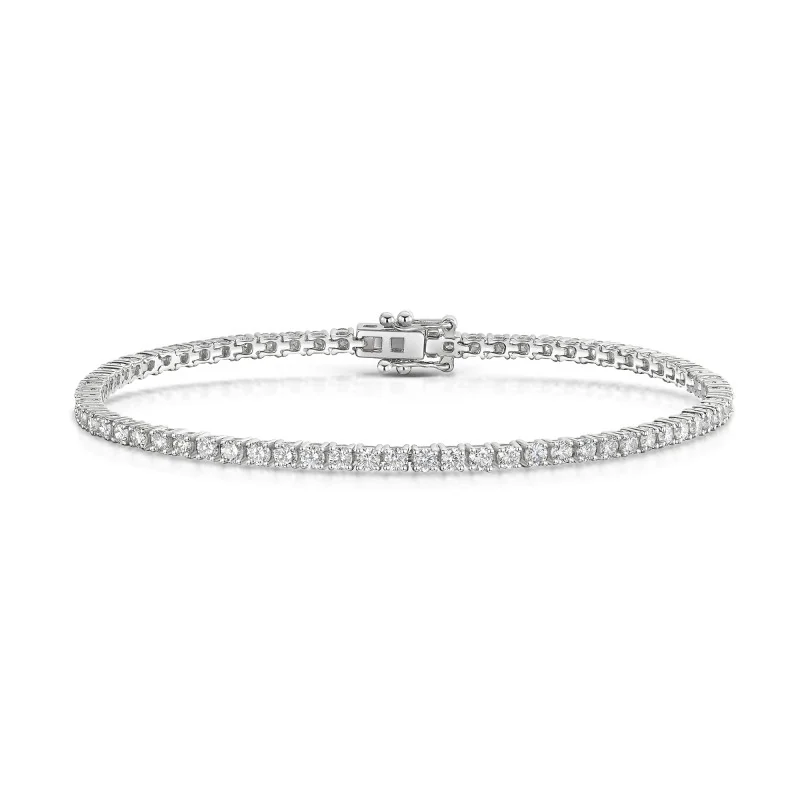 9ct White Gold Round Brilliant 3.00ct Lab Grown Diamond Tennis Bracelet