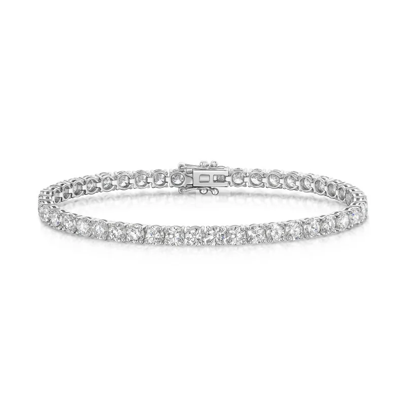 18ct White Gold Round Brilliant Cut 10ct Lab Grown Diamond Tennis Bracelet