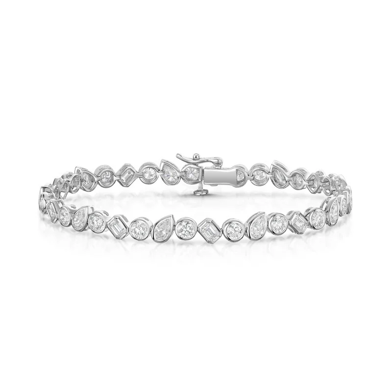 18ct White Gold Mixed Cut 7.00ct Lab Grown Diamond Bracelet