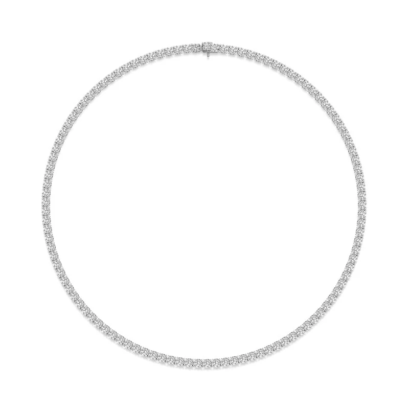 18ct White Gold Round Brilliant 19.60ct Lab Grown Diamond Tennis Necklet