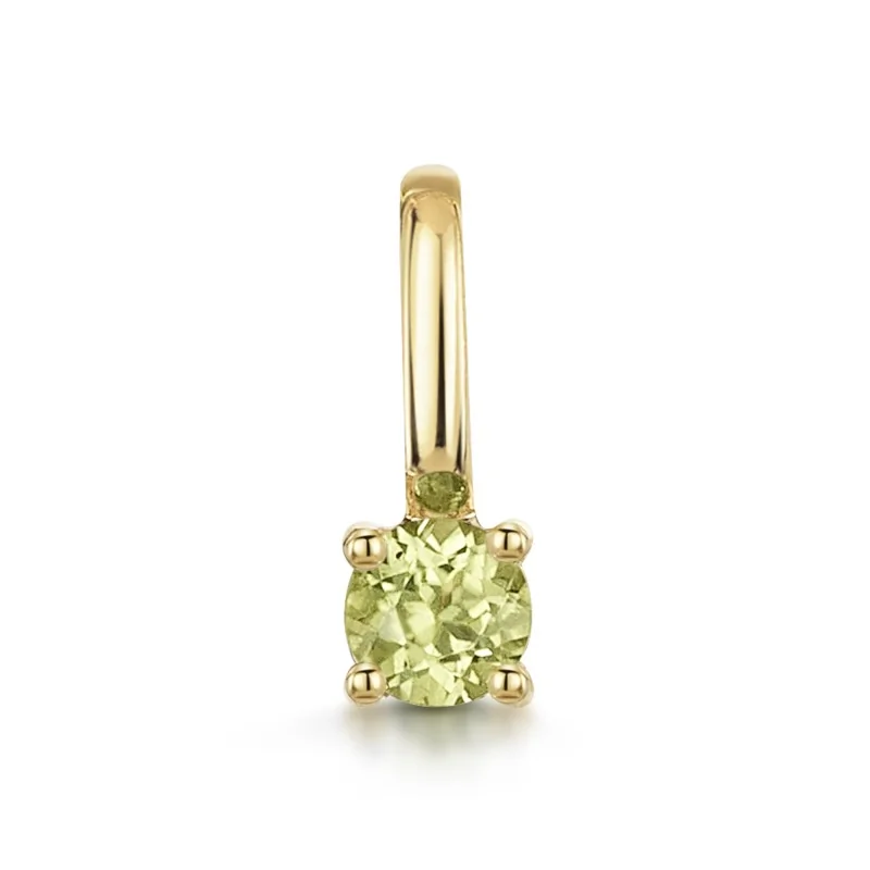 9ct Yellow Gold Round Brilliant Peridot Solitaire Pendant Charm