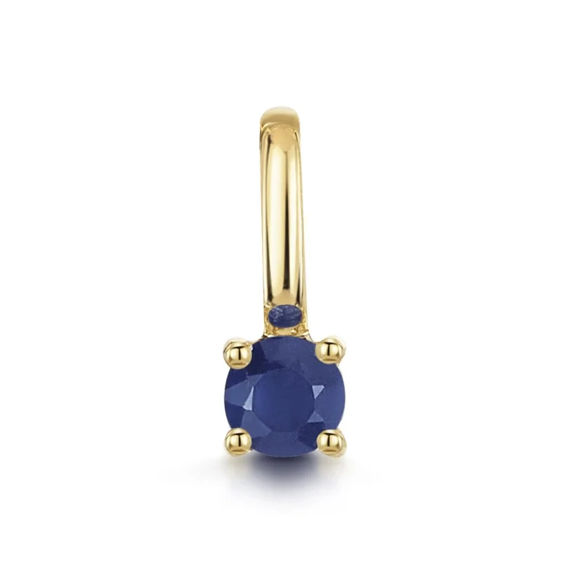 9ct Yellow Gold Round Brilliant Sapphire Solitaire Pendant Charm