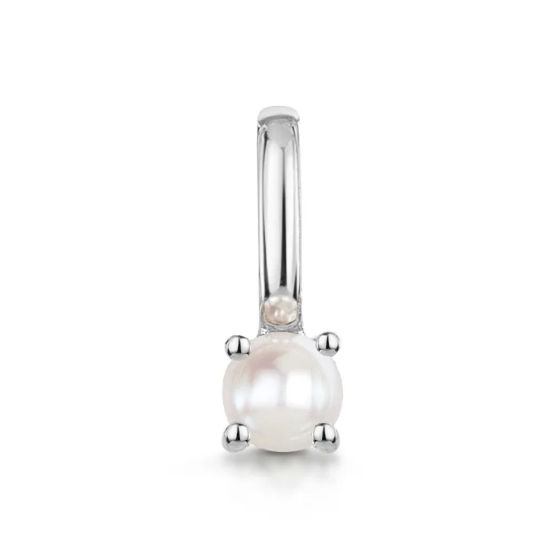 9ct White Gold Round Brilliant Pearl Solitaire Pendant Charm