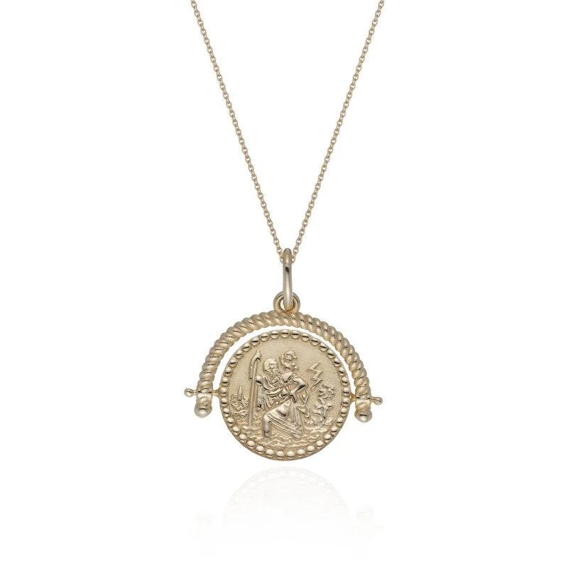 Yellow Gold Plated St. Christopher Coin Pendant