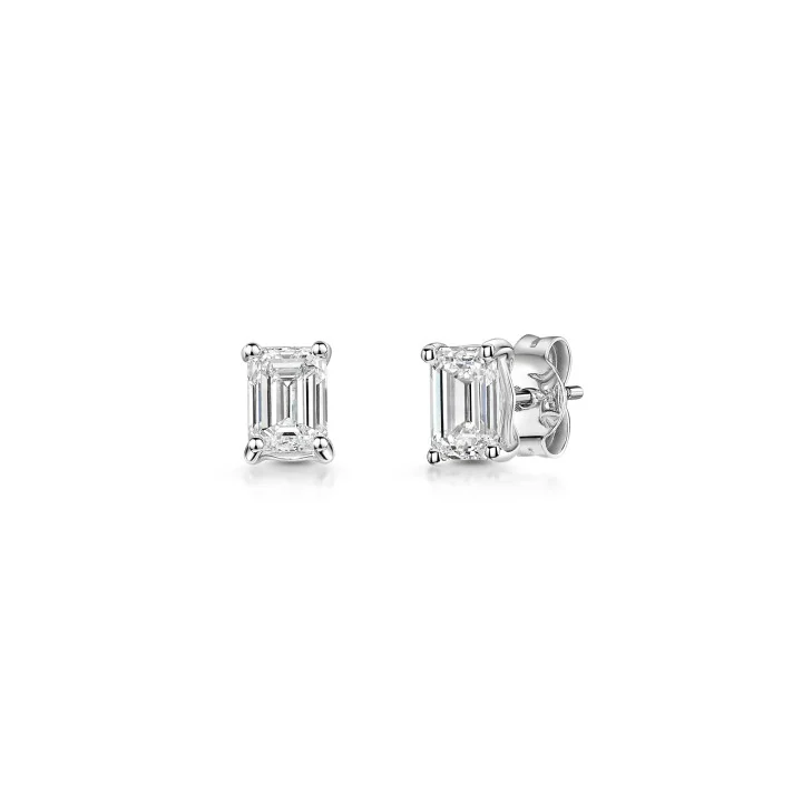 18ct White Gold Emerald Cut 1.50ct Diamond Earrings