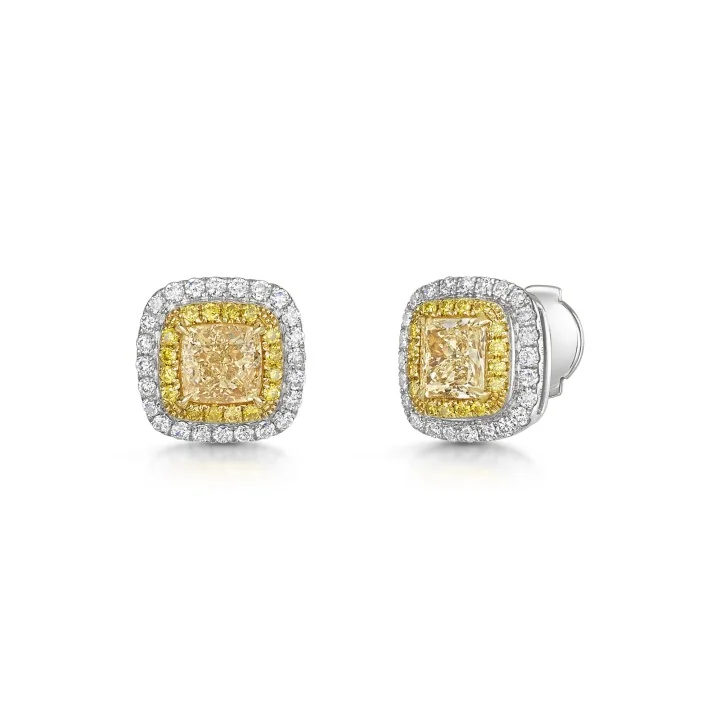 18ct White Gold 2.00ct Yellow Diamond Earrings