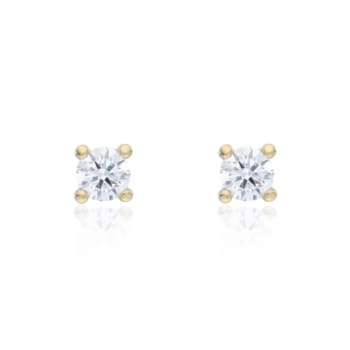 18ct Yellow Gold 0.50ct Round Brilliant 4 Claw Diamond Solitaire Earrings