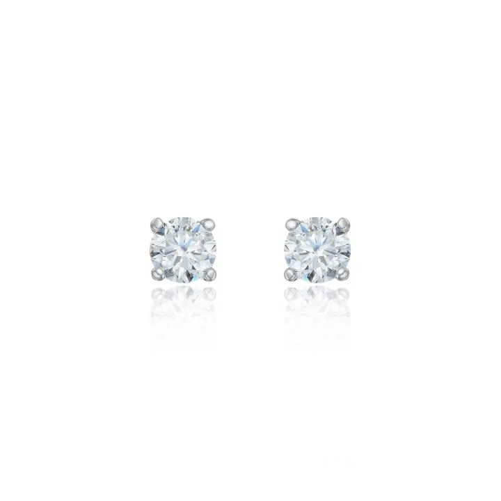 18ct Yellow Gold 0.75ct Round Brilliant 4 Claw Diamond Solitaire Earrings