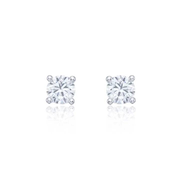 18ct Yellow Gold 1.00ct Round Brilliant 4 Claw Diamond Solitaire Earrings