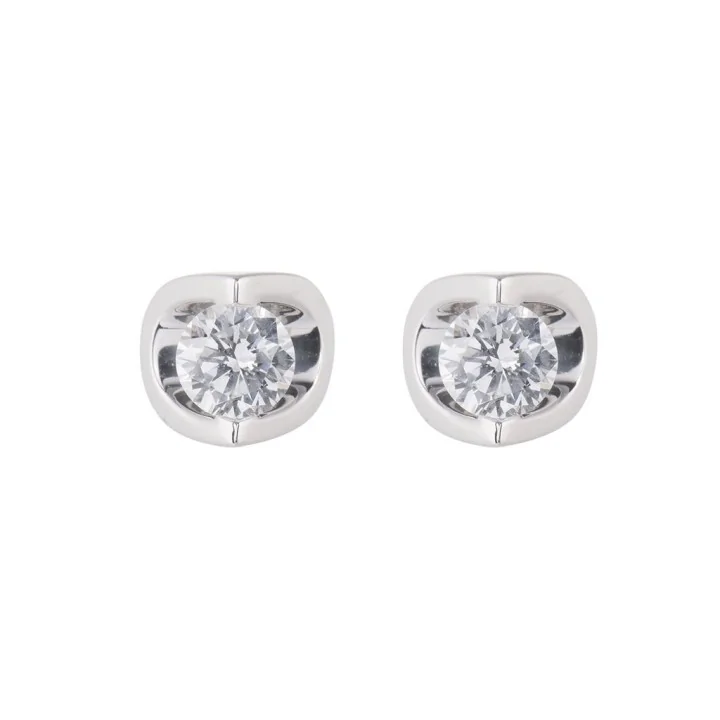 9ct White Gold Round Brilliant 0.50ct Diamond Open Solitaire Earrings