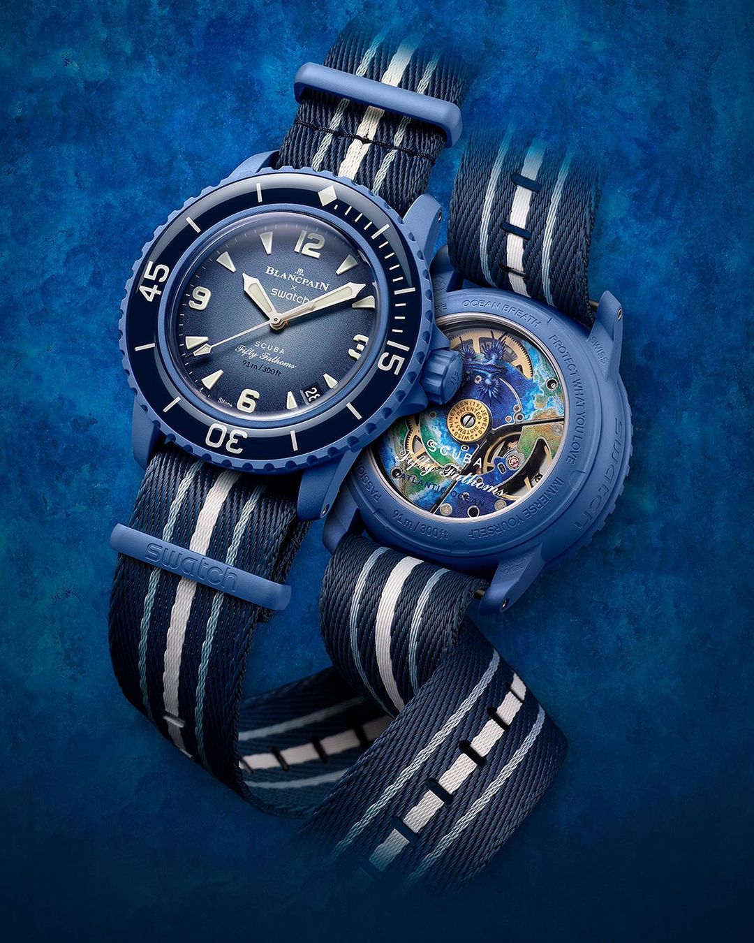 新品未使用 BLANCPAIN×SWATCH ATLANTIC OCEAN Blancpain Swatch Fifty Fathoms Atlantic Watch Review