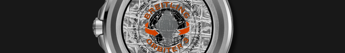 case back of breitling aerospace orbiter watch with black background 