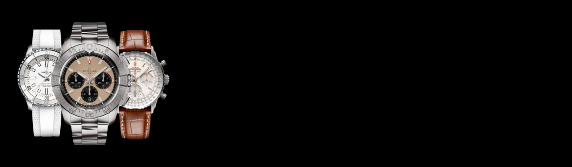 Breitling banner with 3 Breitling watches and black background