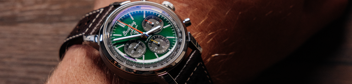 close up of breitling top time b01 ford mustang