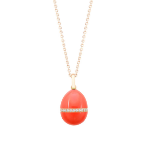 faberge neon orange egg locket pendant