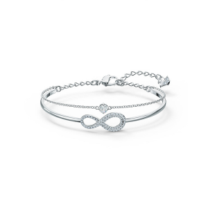 Swarovski infinity white crystal rhodium plated bangle