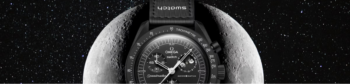 omega x swatch mission to the moonphase full moon image with moon and galaxy as background 