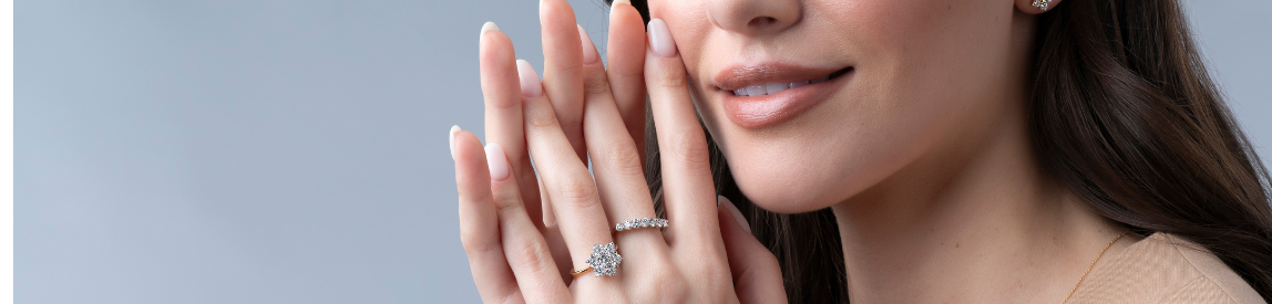model shot of mulitple diamond rings