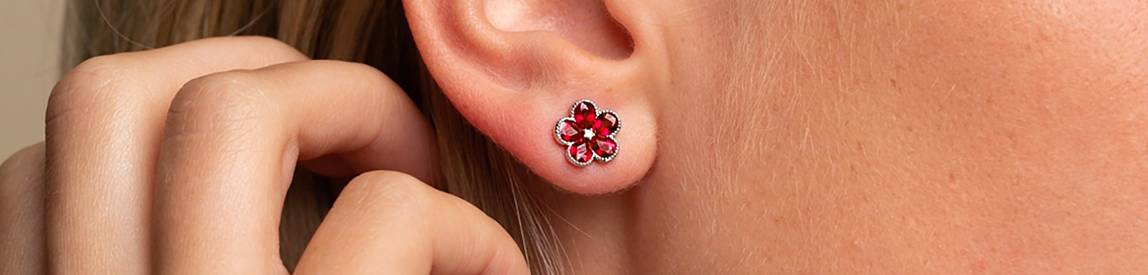 ruby earrings​ on model