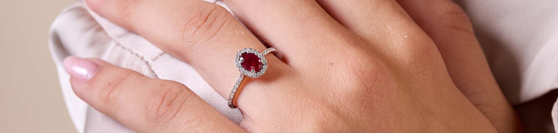 diamond and ruby ring​ on model