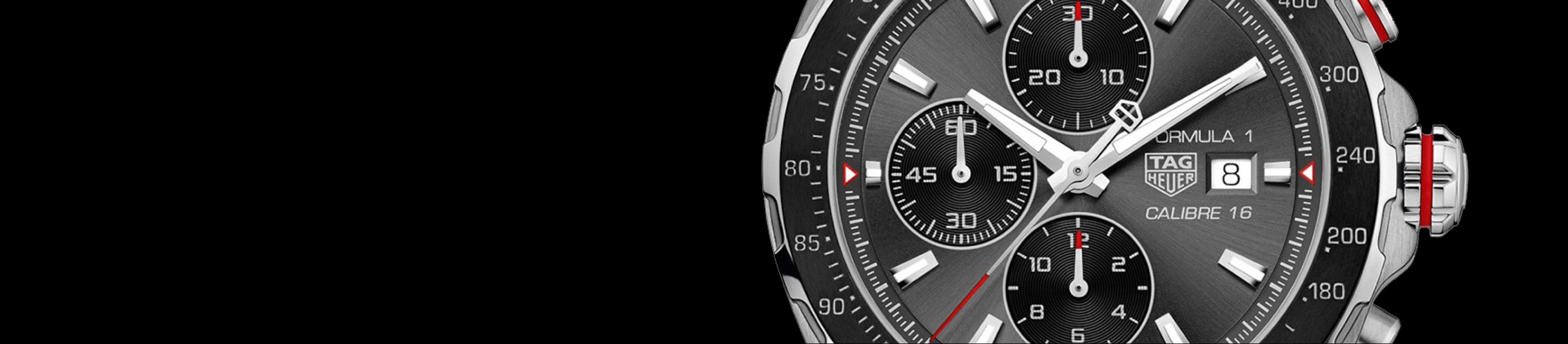 close up of dial on preowed tag heuer carrera jack heuer watch 