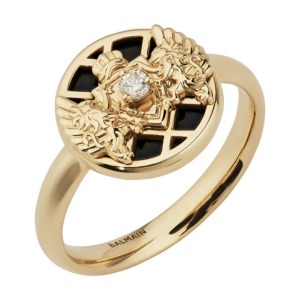 Balmain yellow gold and black signet ring