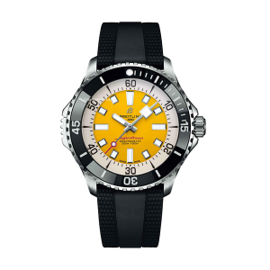 breitling superocean automatic 46 code yellow watch with black strap