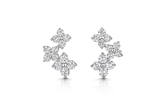 Earrings (Image of White Gold Diamond Cluster Earrings)