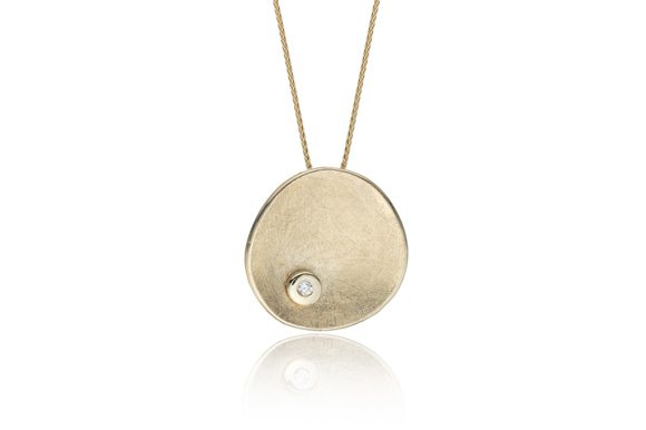 Pendants (Image of Yellow Gold Cubic Zirconia Disc Drop Pendant)