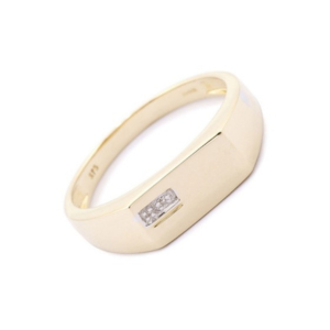 18ct yellow gold diamond signet ring