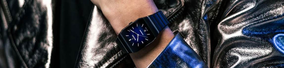 rado anatom automatic with blue gradient dial
