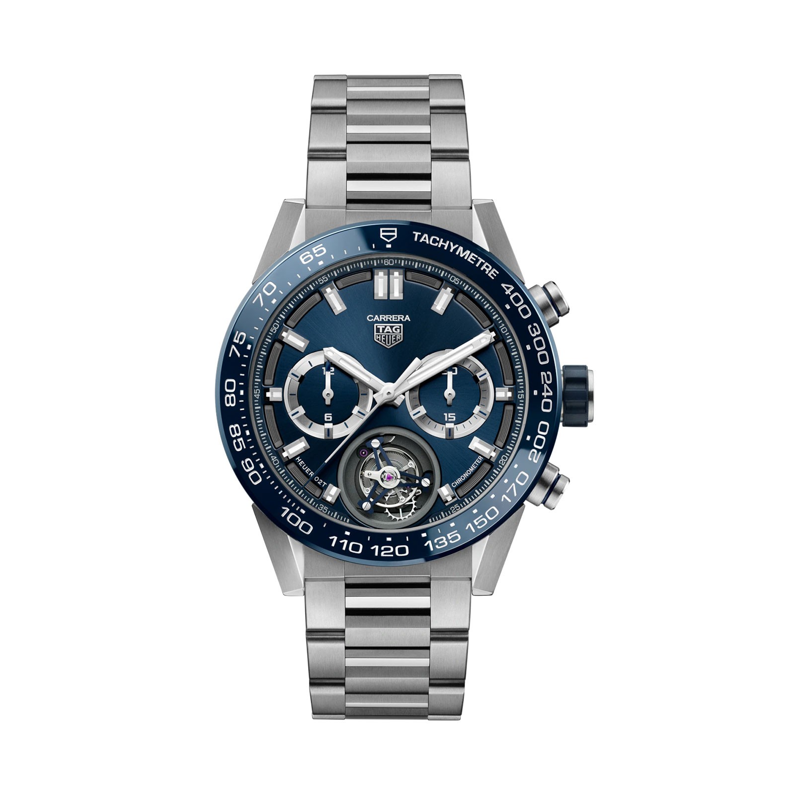 tag heuer carrera sport automatic chronograph with blue face and bezel